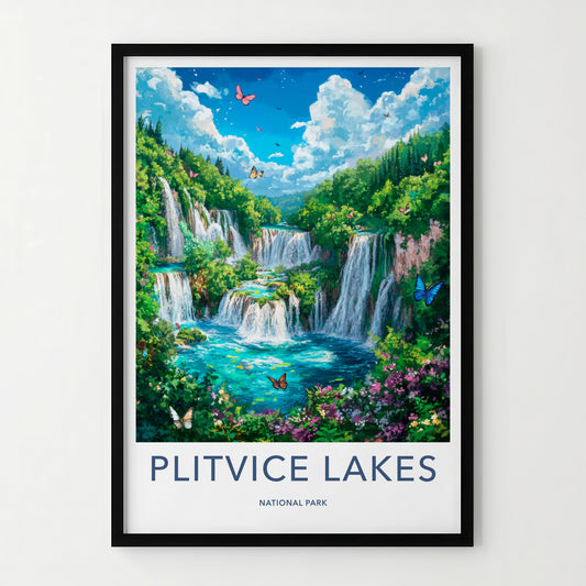 Plitvice Lakes National Park Poster - Croatia Wall Art - Lush Green Waterfalls Home Decor