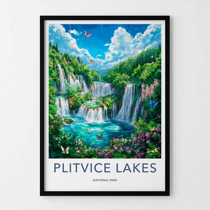 Plitvice Lakes National Park Poster - Croatia Wall Art - Lush Green Waterfalls Home Decor
