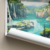 Plitvice Lakes Poster - Croatia Travel Art - Turquoise Lake Waterfalls Home Decor