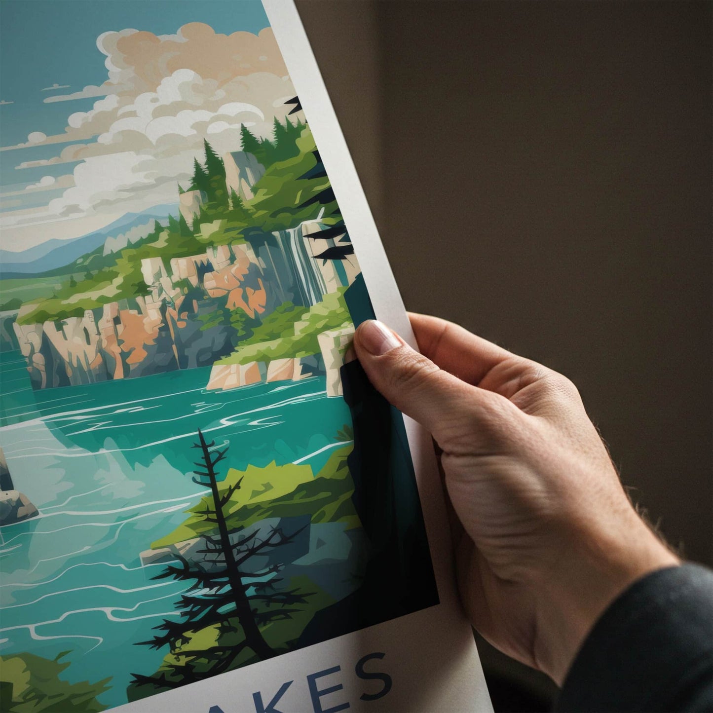 Plitvice Lakes Poster - Croatia Travel Art - Turquoise Lake Waterfalls Home Decor