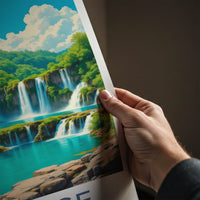 Plitvice Poster - Croatia Travel Art - Cascading Turquoise Water Home Decor