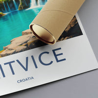 Plitvice Poster - Croatia Travel Art - Cascading Turquoise Water Home Decor