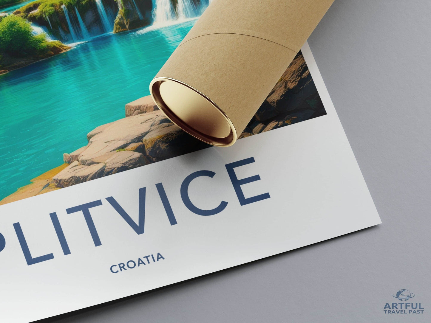 Plitvice Poster - Croatia Travel Art - Cascading Turquoise Water Home Decor