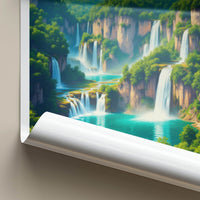 Plitvice Poster - Croatia Travel Print - Cascading Green Waterfalls Home Decor