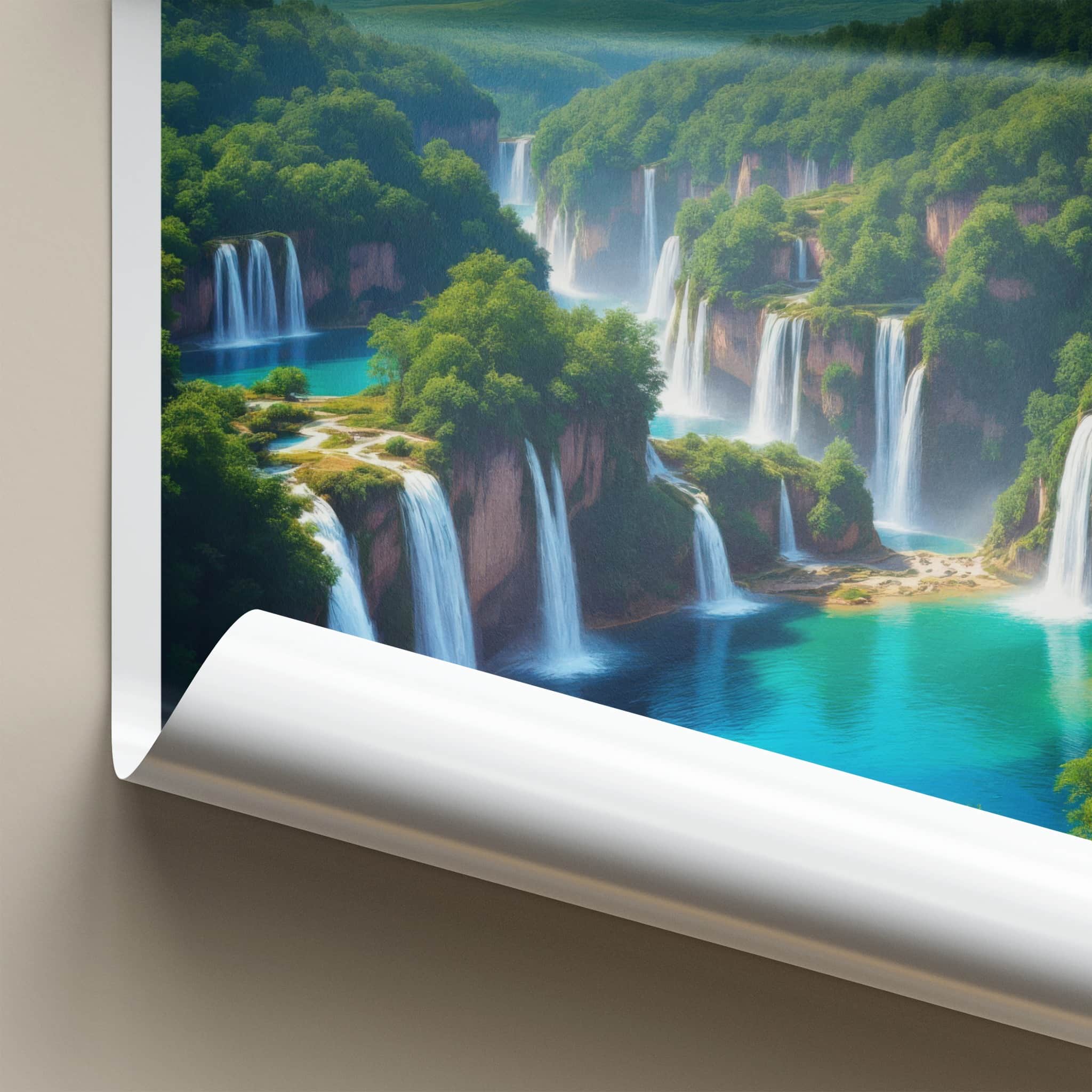 Plitvice Poster - Croatia Wall Art - Cascading Turquoise Waters Home Decor