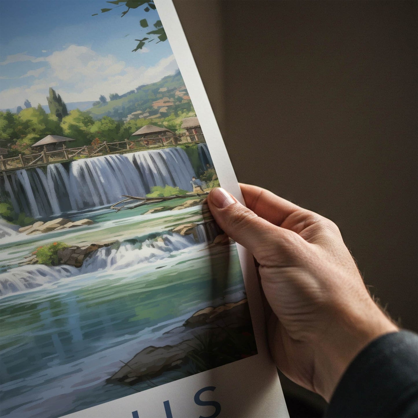 Pliva Falls Poster - Bosnia Herzegovina Wall Art - Historic Village Waterfalls Gift