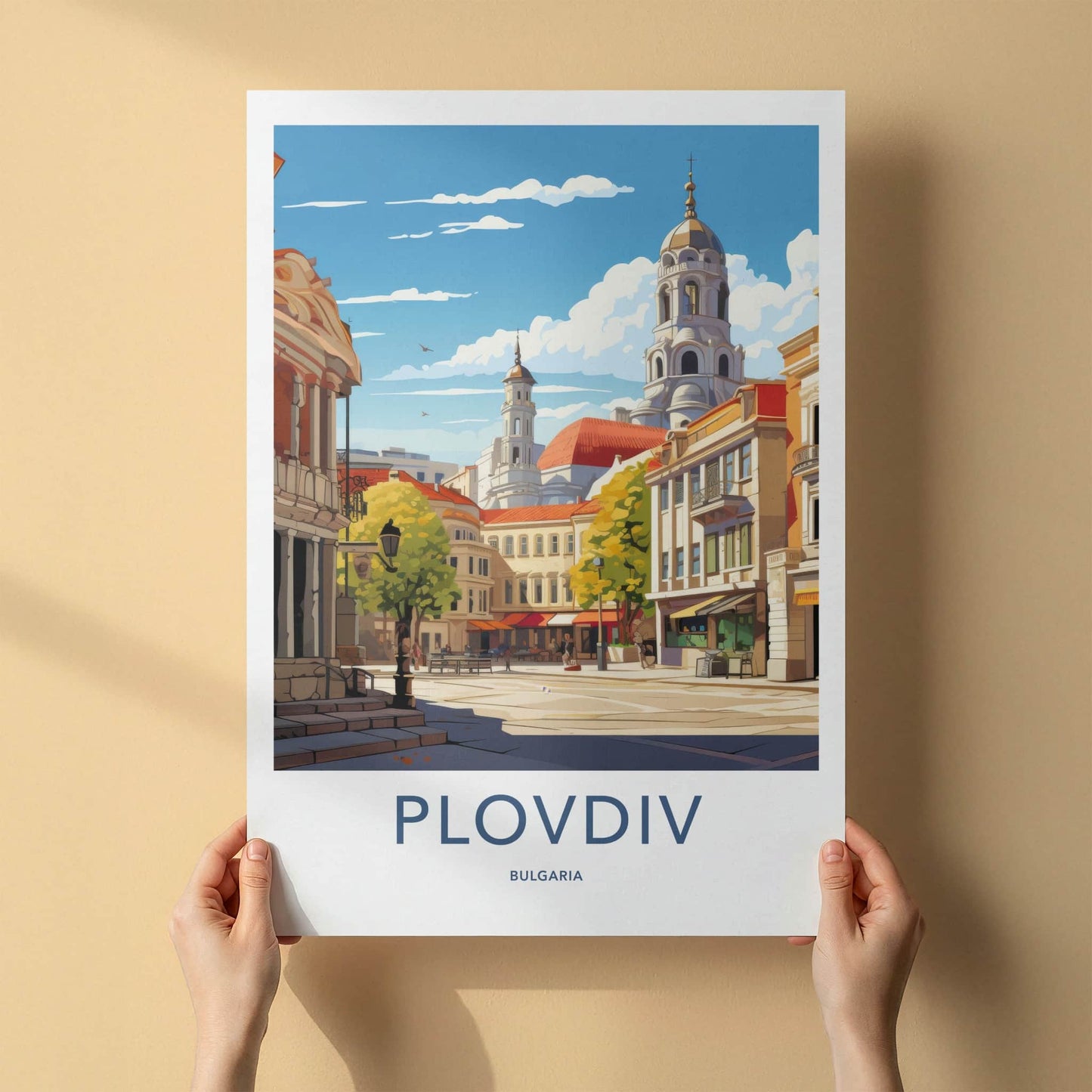 Plovdiv Poster - Bulgaria Travel Art - Historic City Square Home Decor