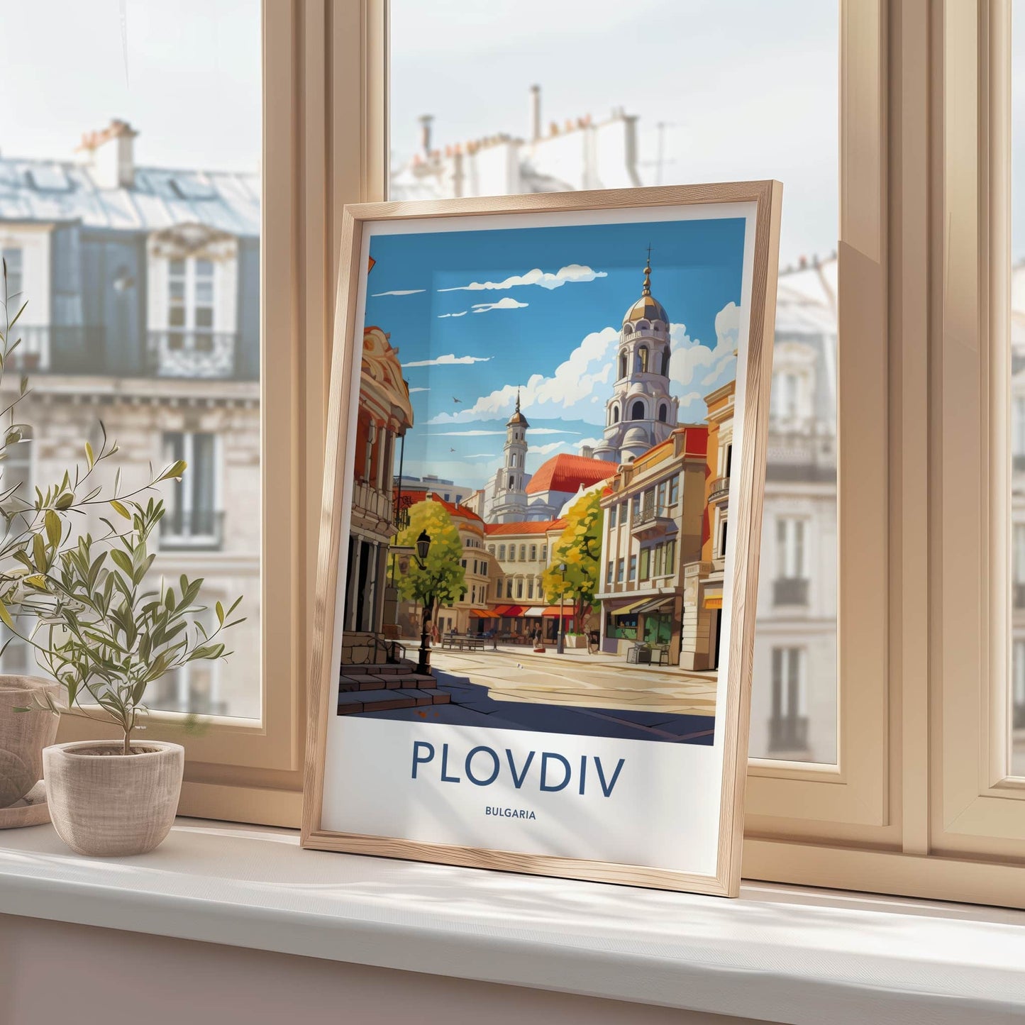 Plovdiv Poster - Bulgaria Travel Art - Historic City Square Home Decor