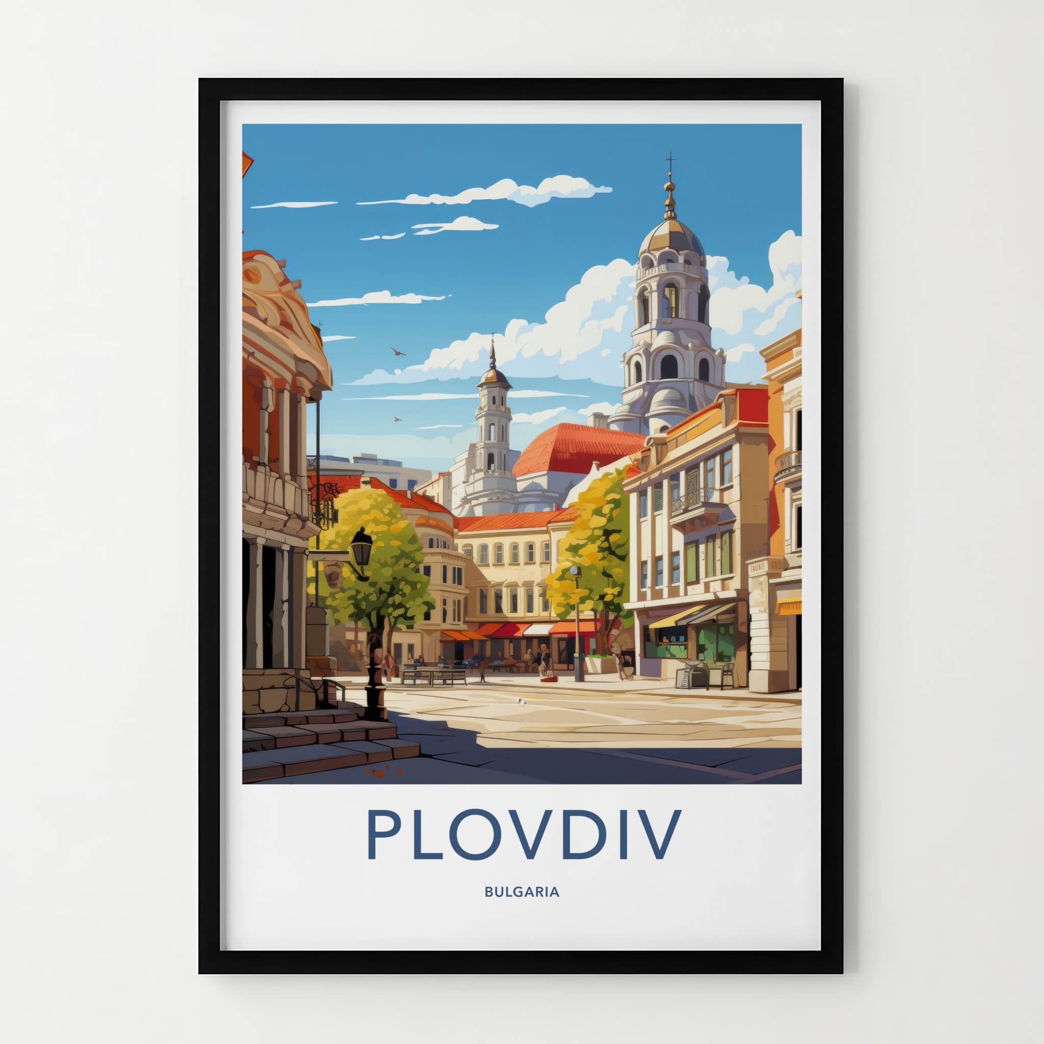 Plovdiv Poster - Bulgaria Travel Art - Historic City Square Home Decor