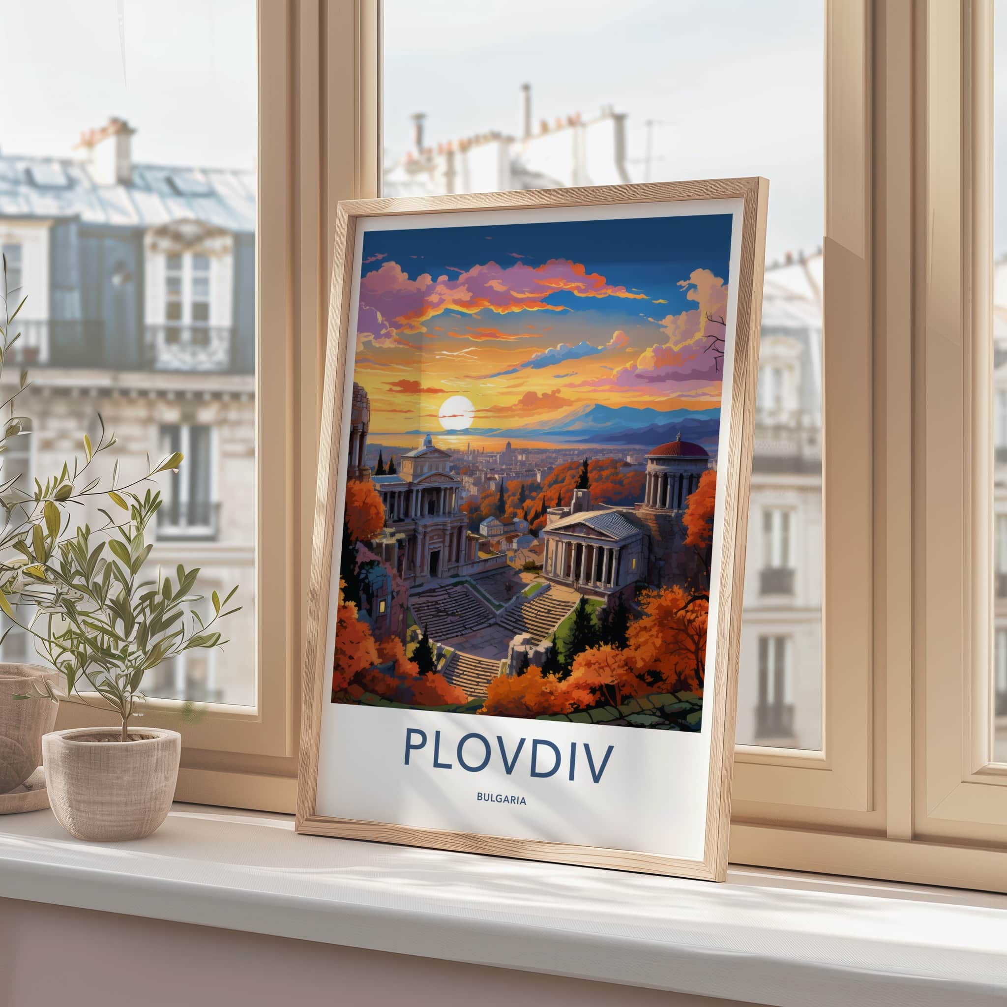 Plovdiv Poster - Bulgaria Wall Art - Ancient City Sunset Home Decor