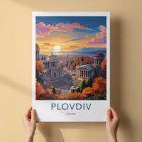 Plovdiv Poster - Bulgaria Wall Art - Ancient City Sunset Home Decor