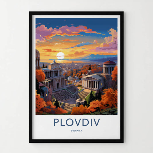 Plovdiv Poster - Bulgaria Wall Art - Ancient City Sunset Home Decor