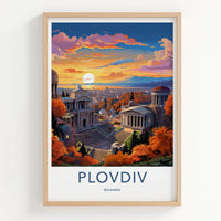 Plovdiv Poster - Bulgaria Wall Art - Ancient City Sunset Home Decor