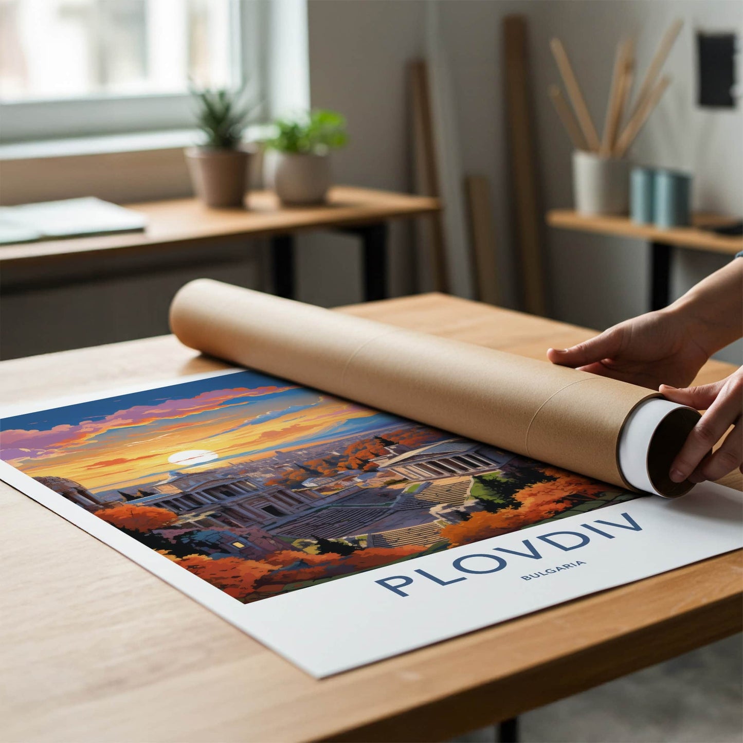 Plovdiv Poster - Bulgaria Wall Art - Ancient City Sunset Home Decor