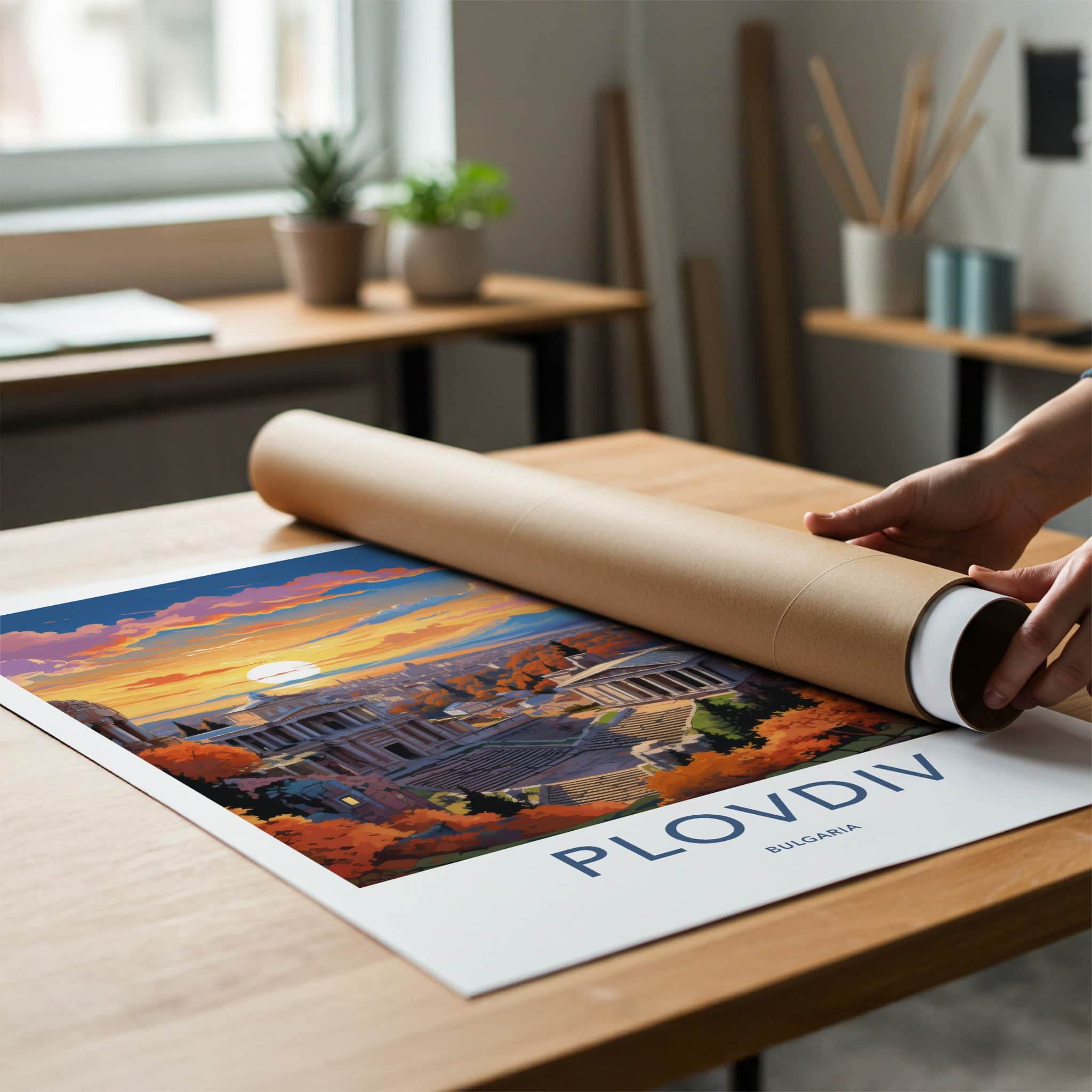 Plovdiv Poster - Bulgaria Wall Art - Ancient City Sunset Home Decor