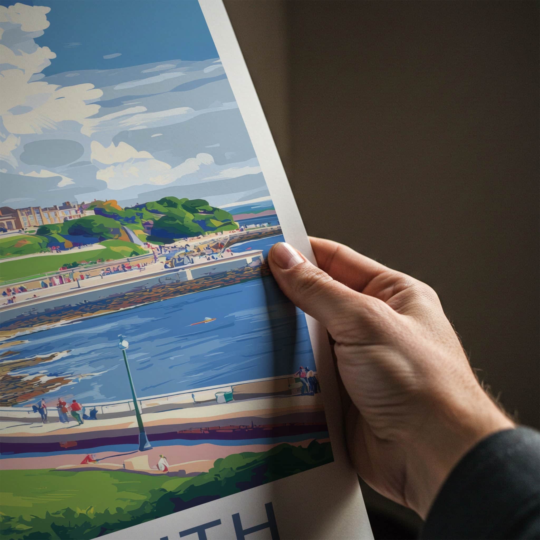Plymouth Poster - England Travel Art - Historic Coastal Lighthouse Home Decor