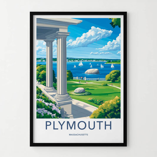 Plymouth Poster - Massachusetts Travel Art - Bay Sailboats Park Home Decor