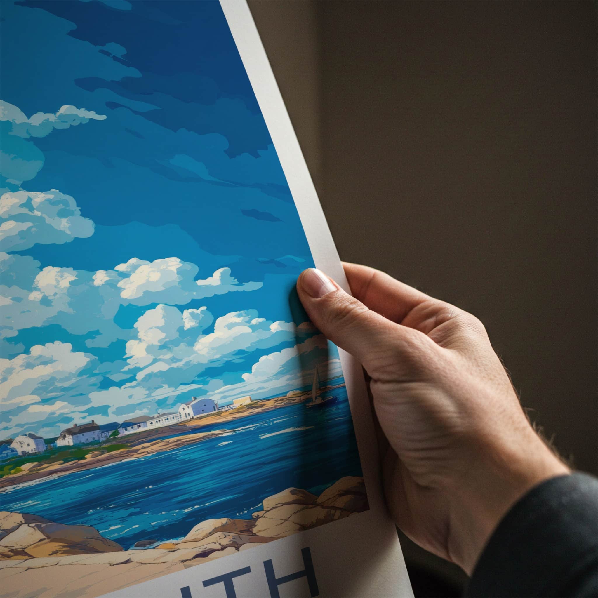 Plymouth Poster - Massachusetts Travel Art - Coastal Town Scene Home Decor