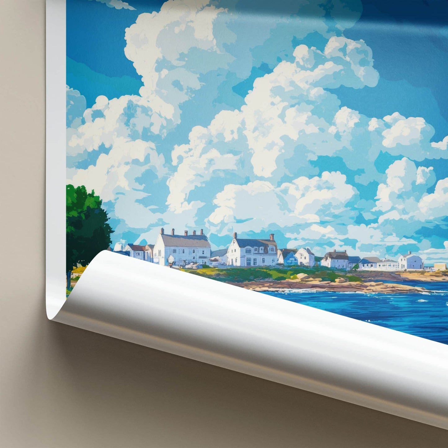 Plymouth Poster - Massachusetts Travel Art - Coastal Town Scene Home Decor