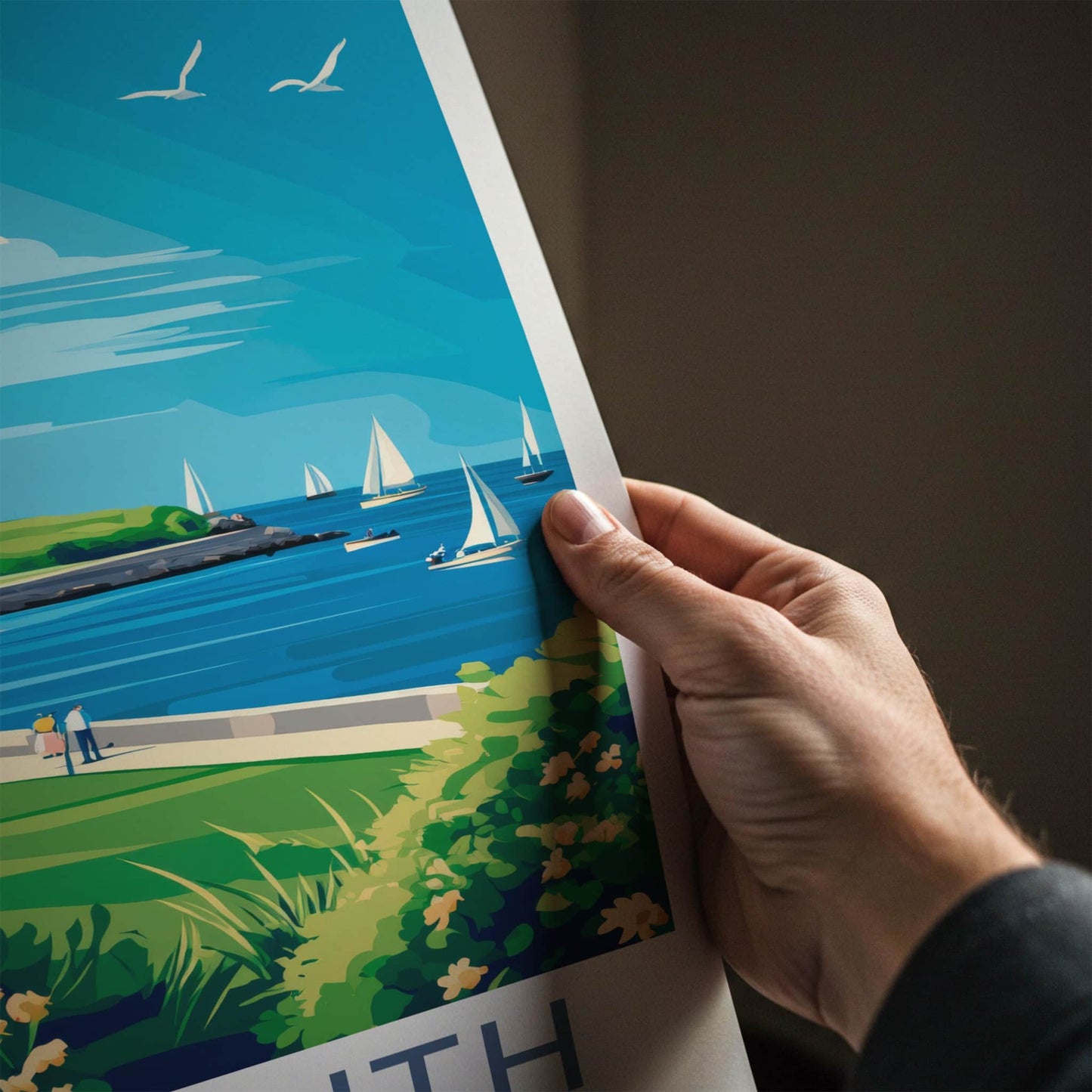 Plymouth Poster - Massachusetts Travel Art - Lighthouse Bay Scene Home Decor
