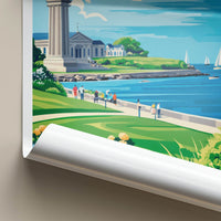 Plymouth Poster - Massachusetts Travel Art - Lighthouse Bay Scene Home Decor