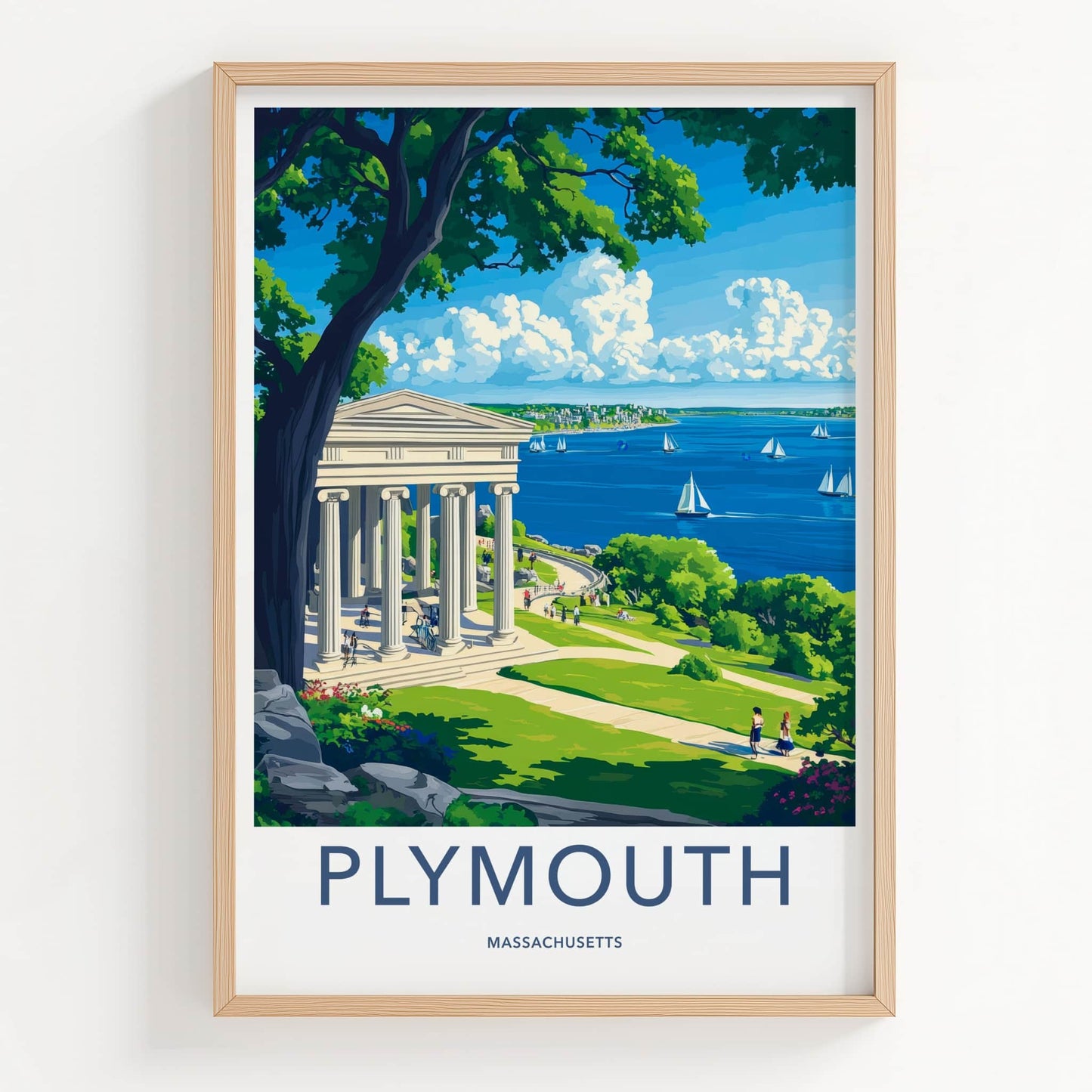 Plymouth Poster - Massachusetts Wall Art - Monument Coastal View Home Decor