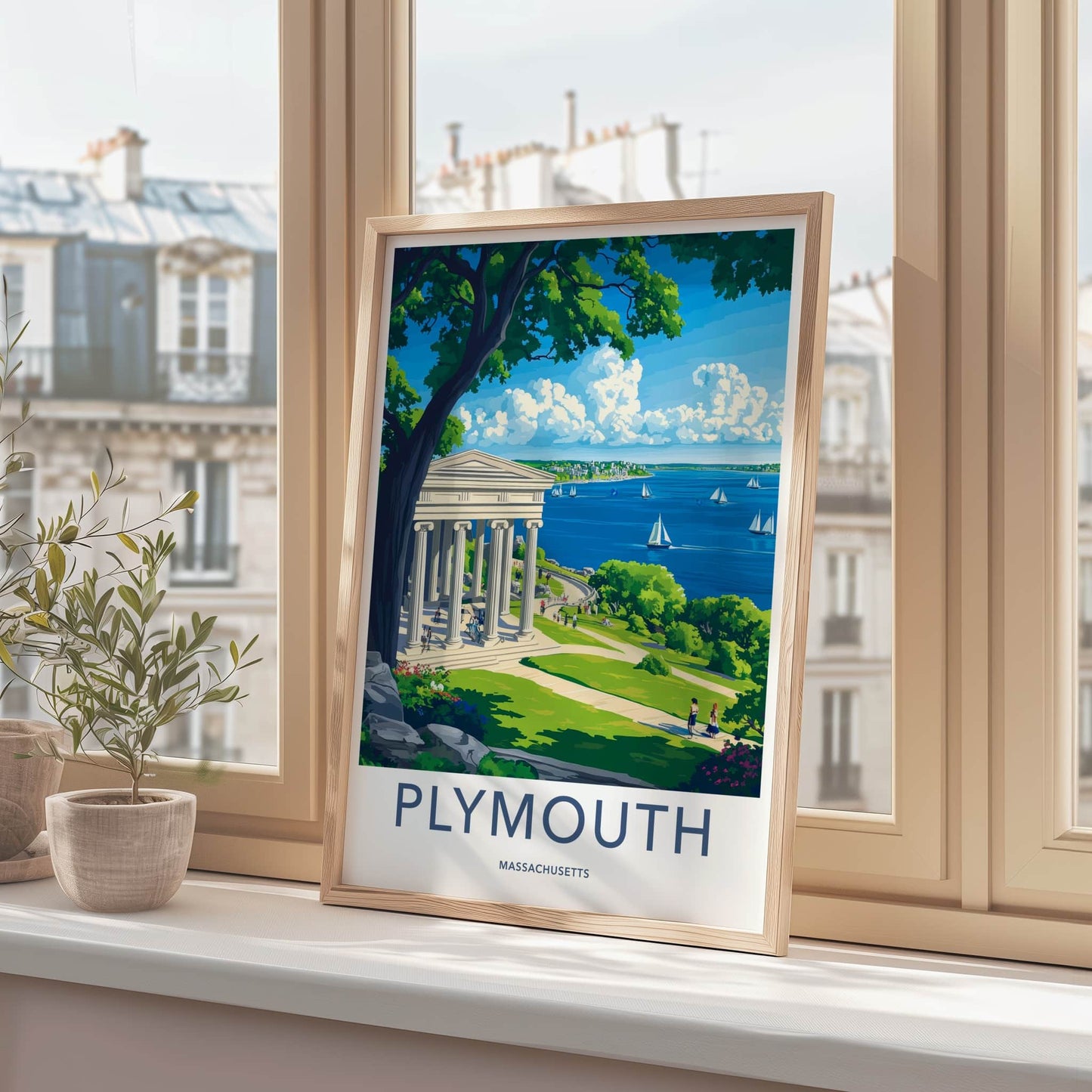 Plymouth Poster - Massachusetts Wall Art - Monument Coastal View Home Decor