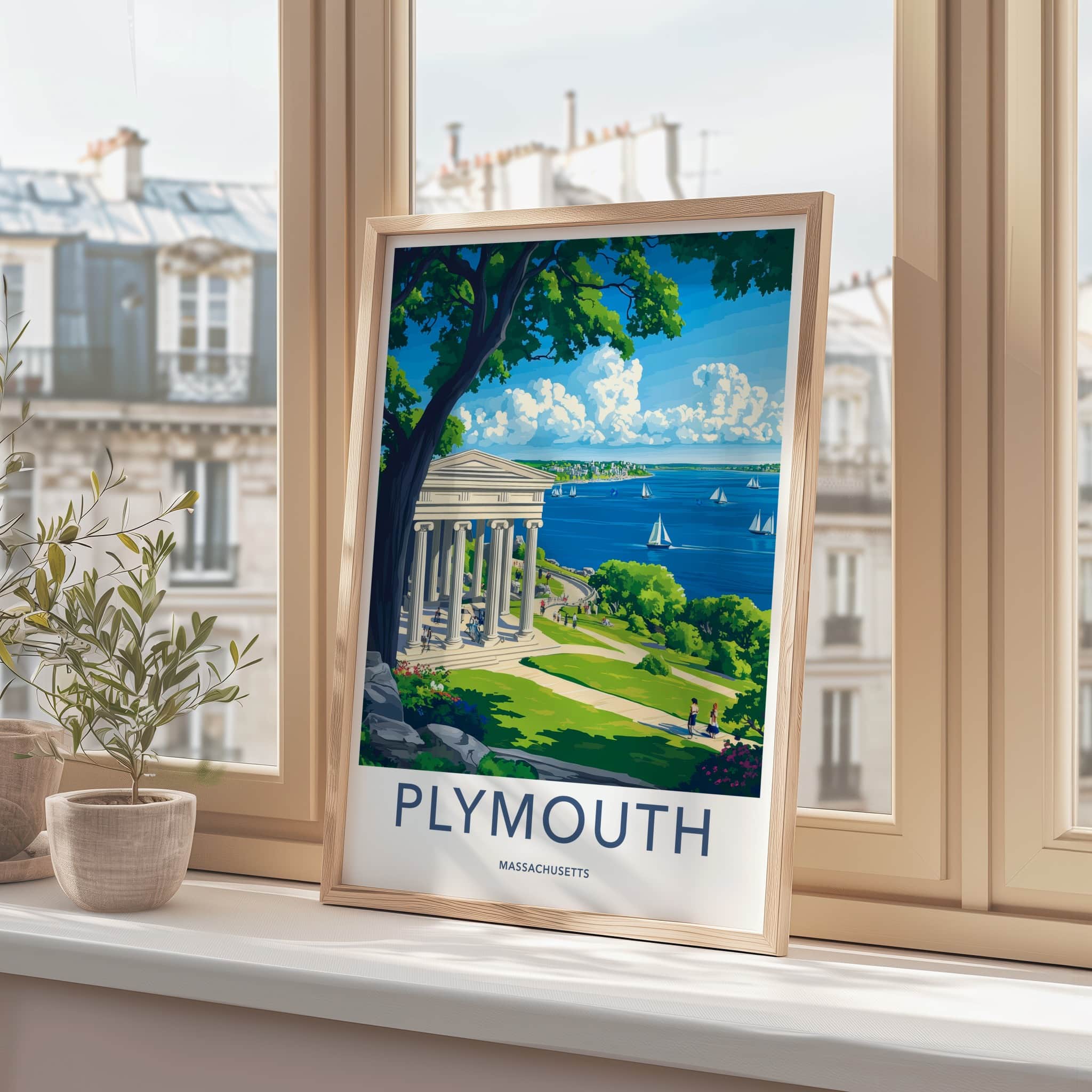 Plymouth Poster - Massachusetts Wall Art - Monument Coastal View Home Decor