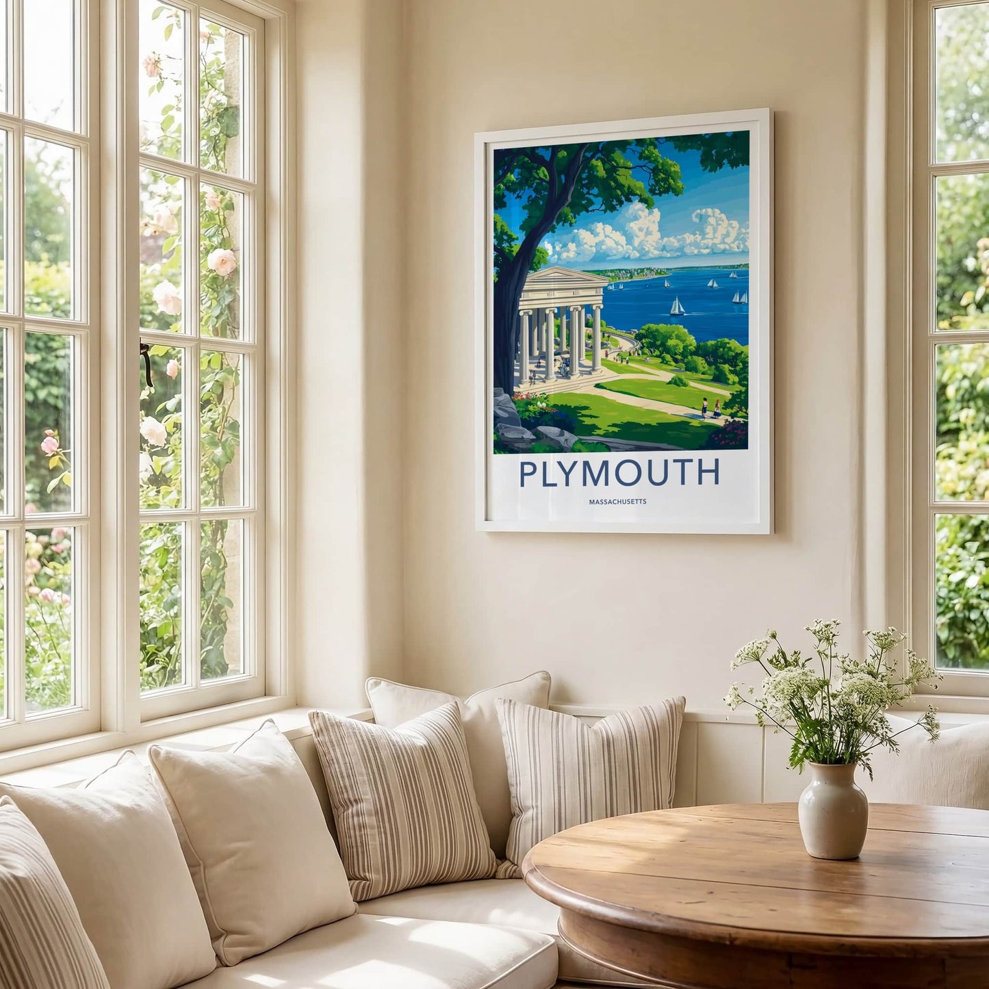 Plymouth Poster - Massachusetts Wall Art - Monument Coastal View Home Decor