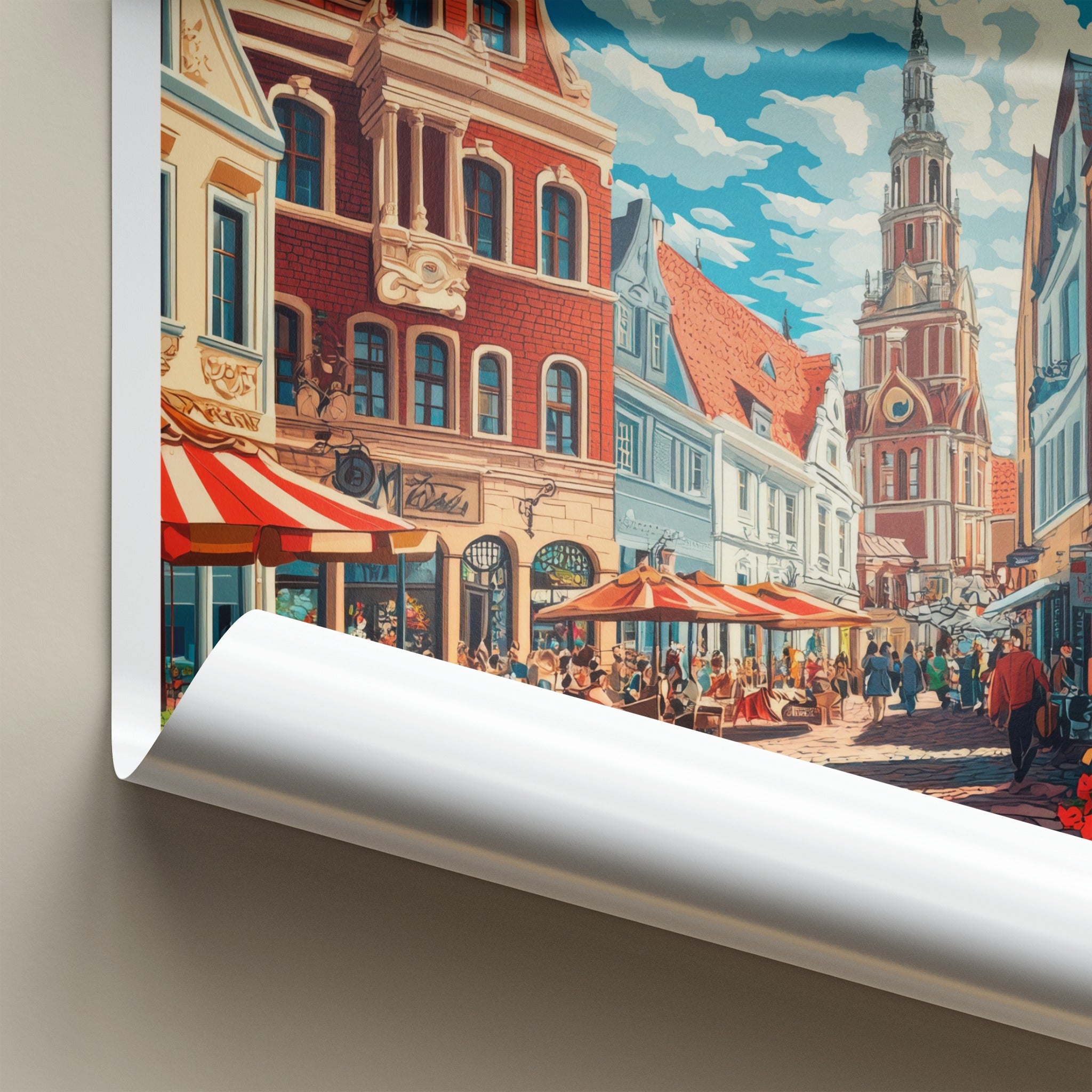 Plzen Poster - Czech Republic Travel Art - Lively City Square Home Decor