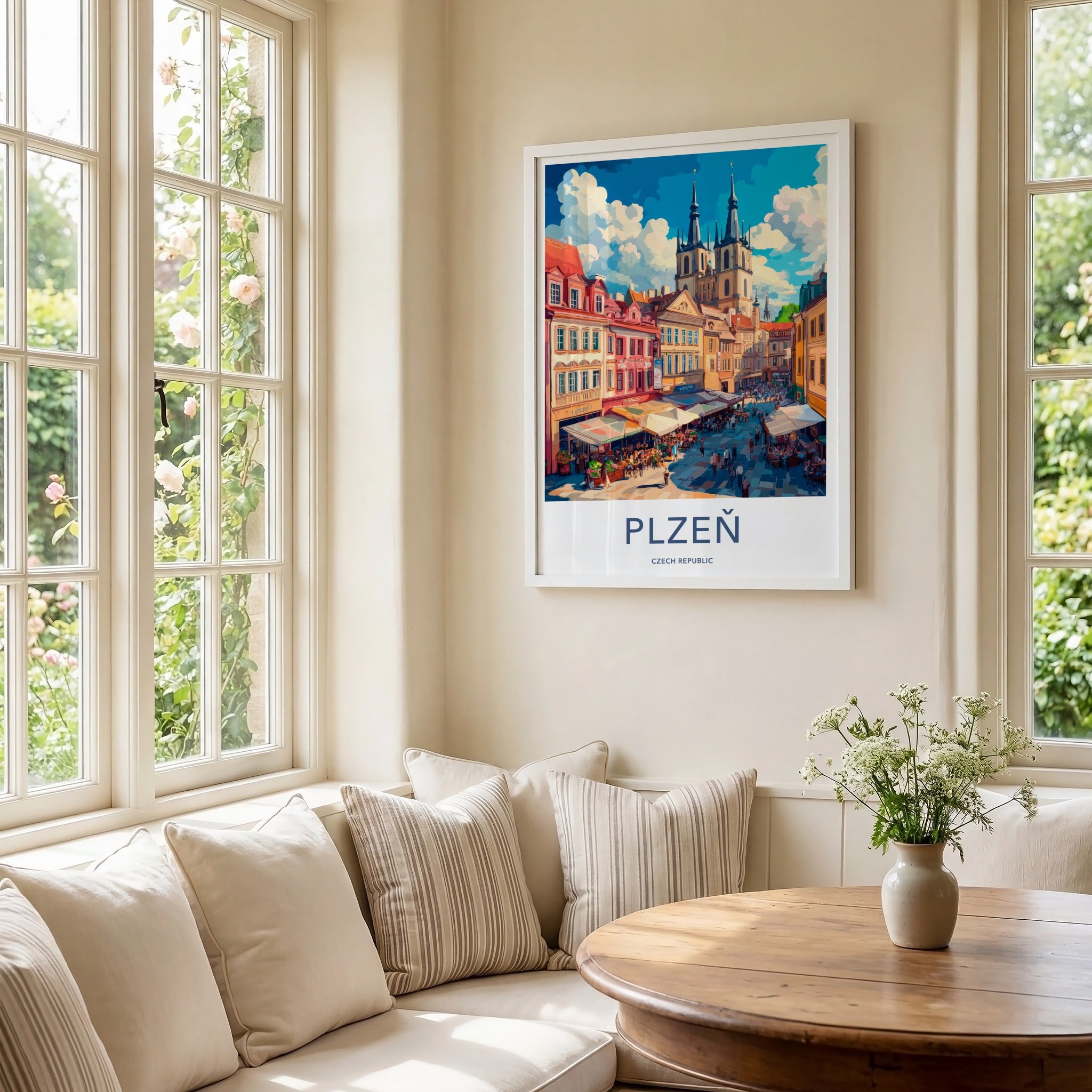 Plzen Poster - Czech Republic Travel Art - Vibrant City Square Home Decor