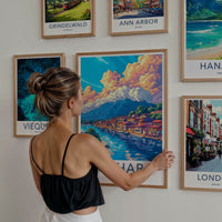 Pokhara Poster - Nepal Travel Art - Colorful Lakeside Village Home Decor
