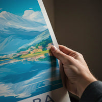 Pokhara Poster - Nepal Travel Art - Lakeside Mountain View Home Decor