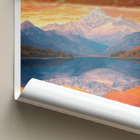 Pokhara Poster - Nepal Travel Art - Orange Sky Reflection Home Decor