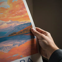 Pokhara Poster - Nepal Travel Art - Orange Sky Reflection Home Decor