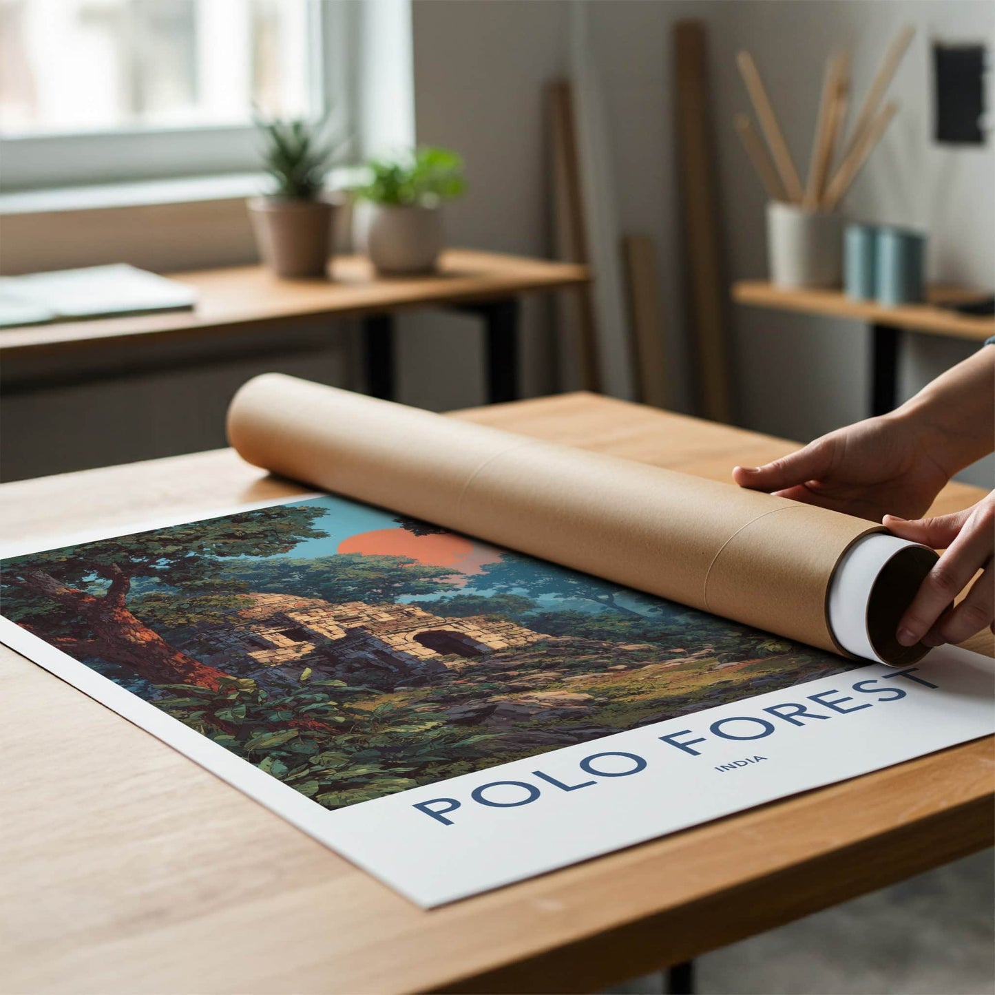 Polo Forest Poster - India Gujarat Ancient Ruins Travel Art Home Decor