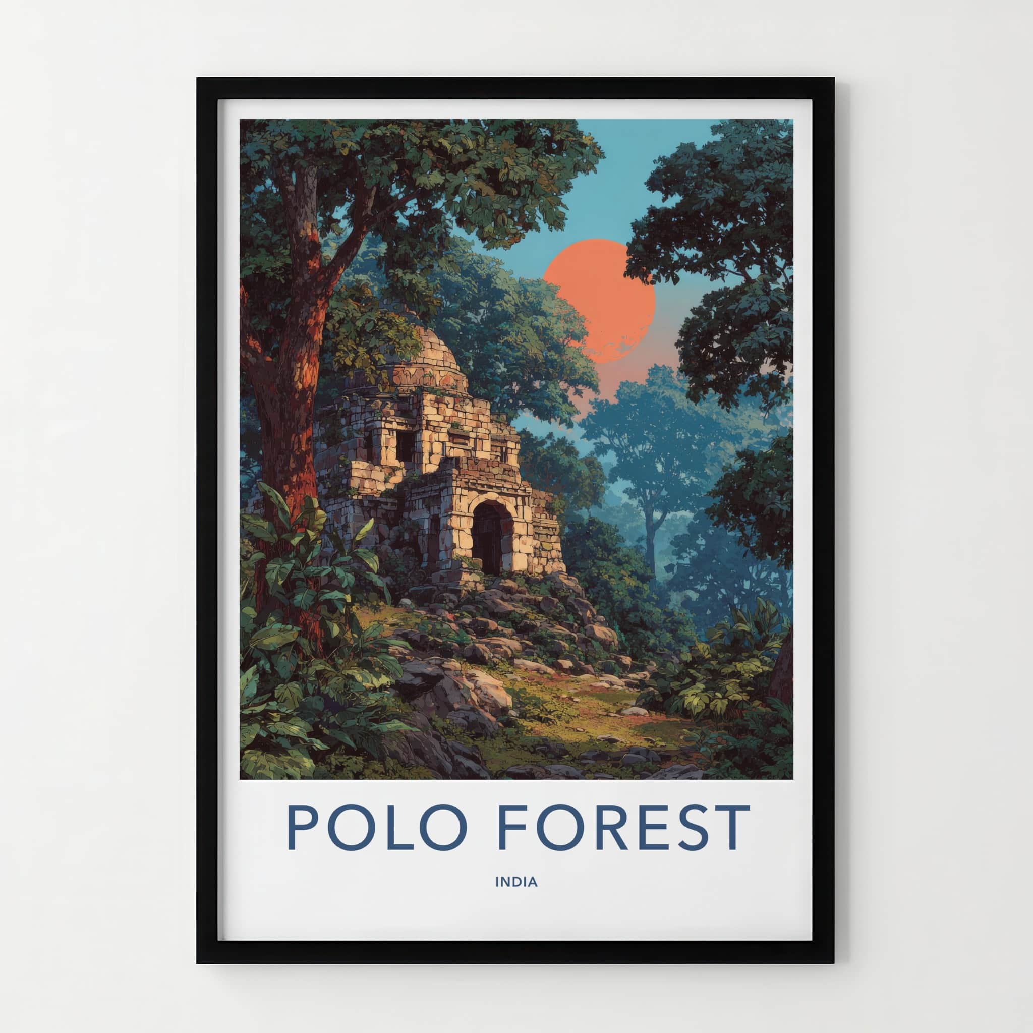 Polo Forest Poster - India Gujarat Ancient Ruins Travel Art Home Decor