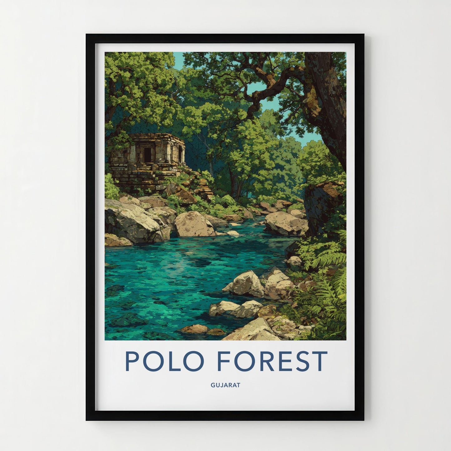 Polo Forest Poster - India Travel Art - Gujarat Ancient Ruins Home Decor