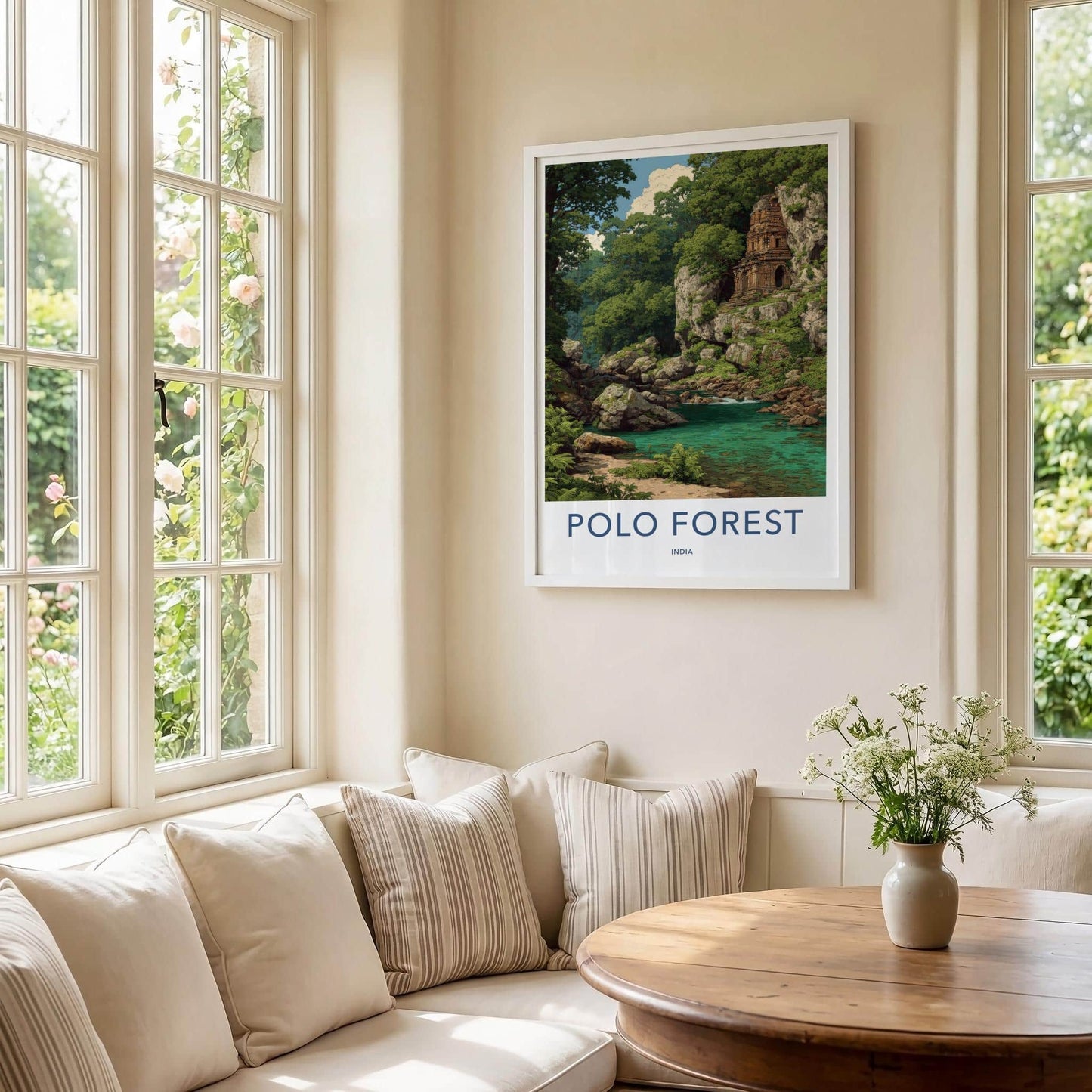 Polo Forest Poster - India Travel Art - Gujarat Ancient Temple Home Decor