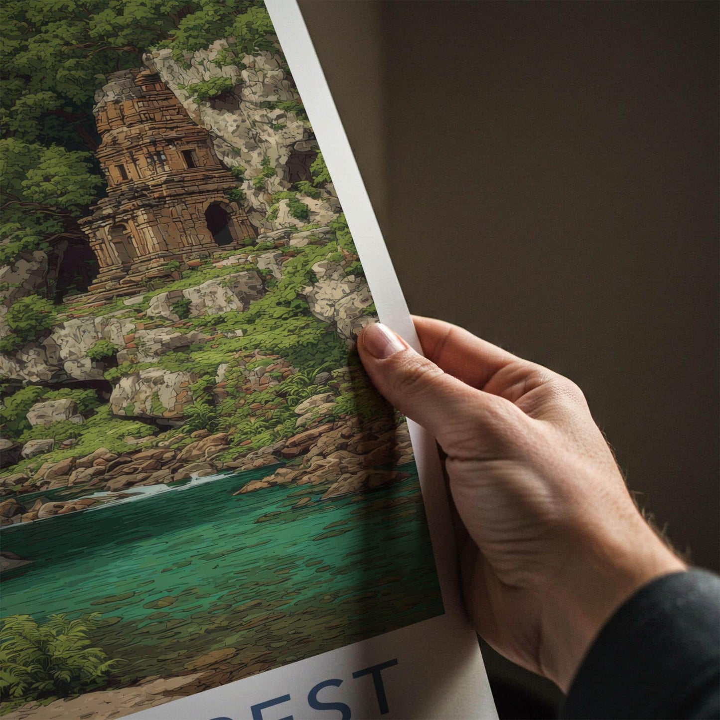 Polo Forest Poster - India Travel Art - Gujarat Ancient Temple Home Decor