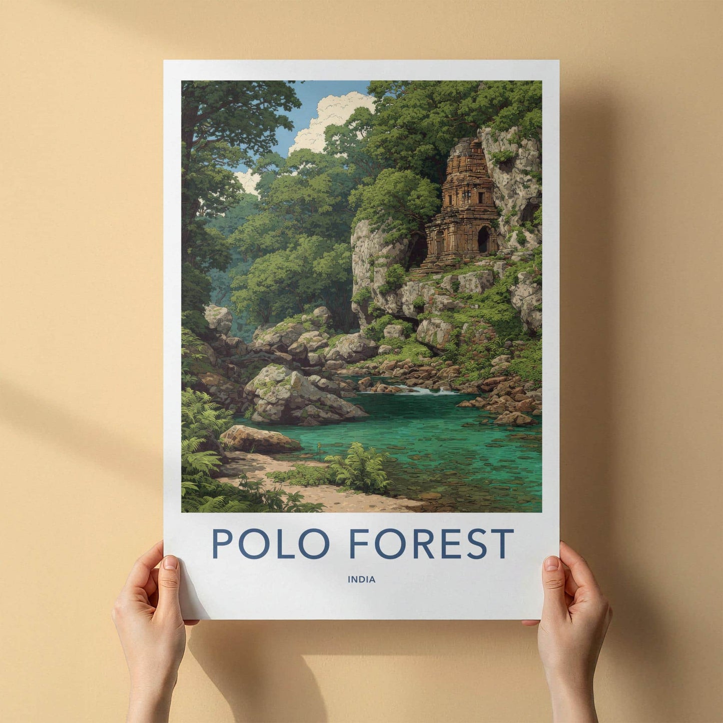 Polo Forest Poster - India Travel Art - Gujarat Ancient Temple Home Decor