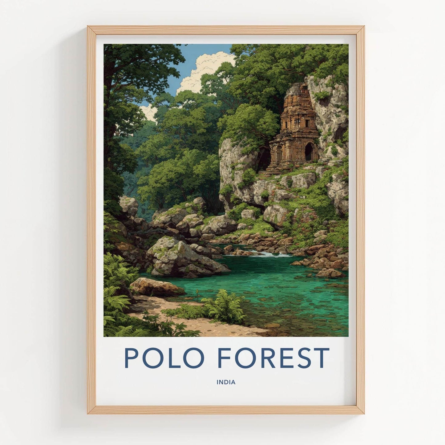 Polo Forest Poster - India Travel Art - Gujarat Ancient Temple Home Decor