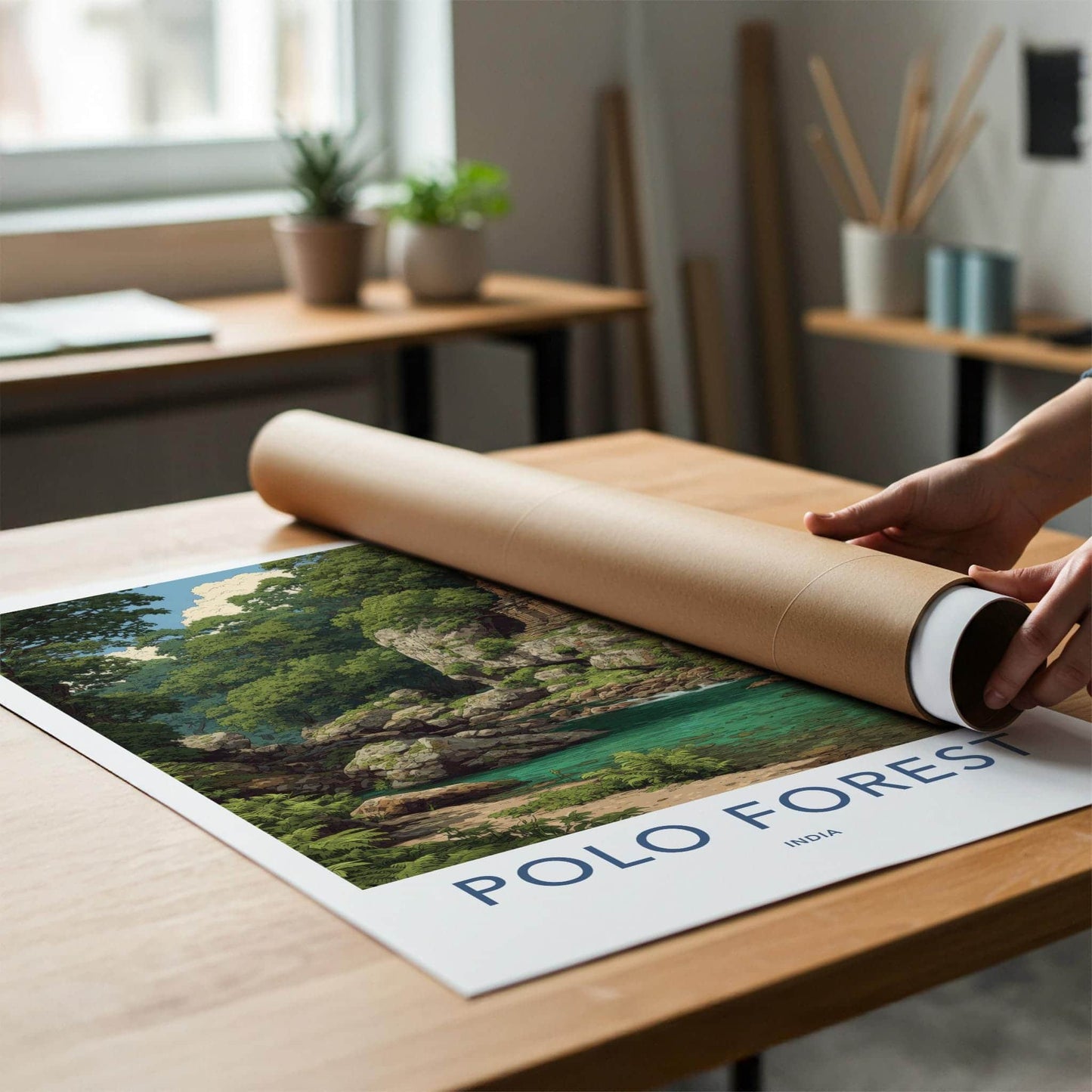 Polo Forest Poster - India Travel Art - Gujarat Ancient Temple Home Decor
