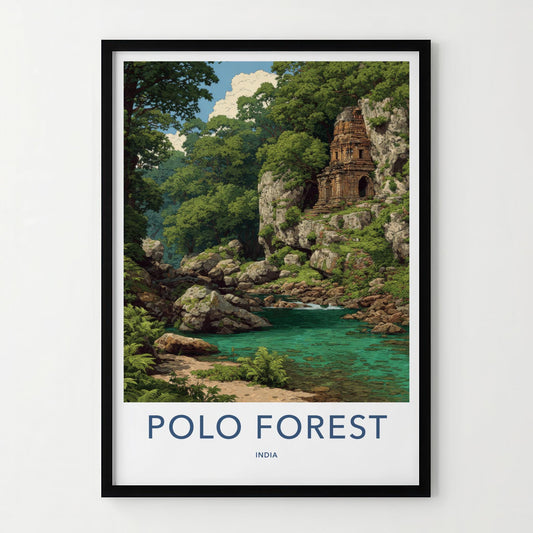 Polo Forest Poster - India Travel Art - Gujarat Ancient Temple Home Decor
