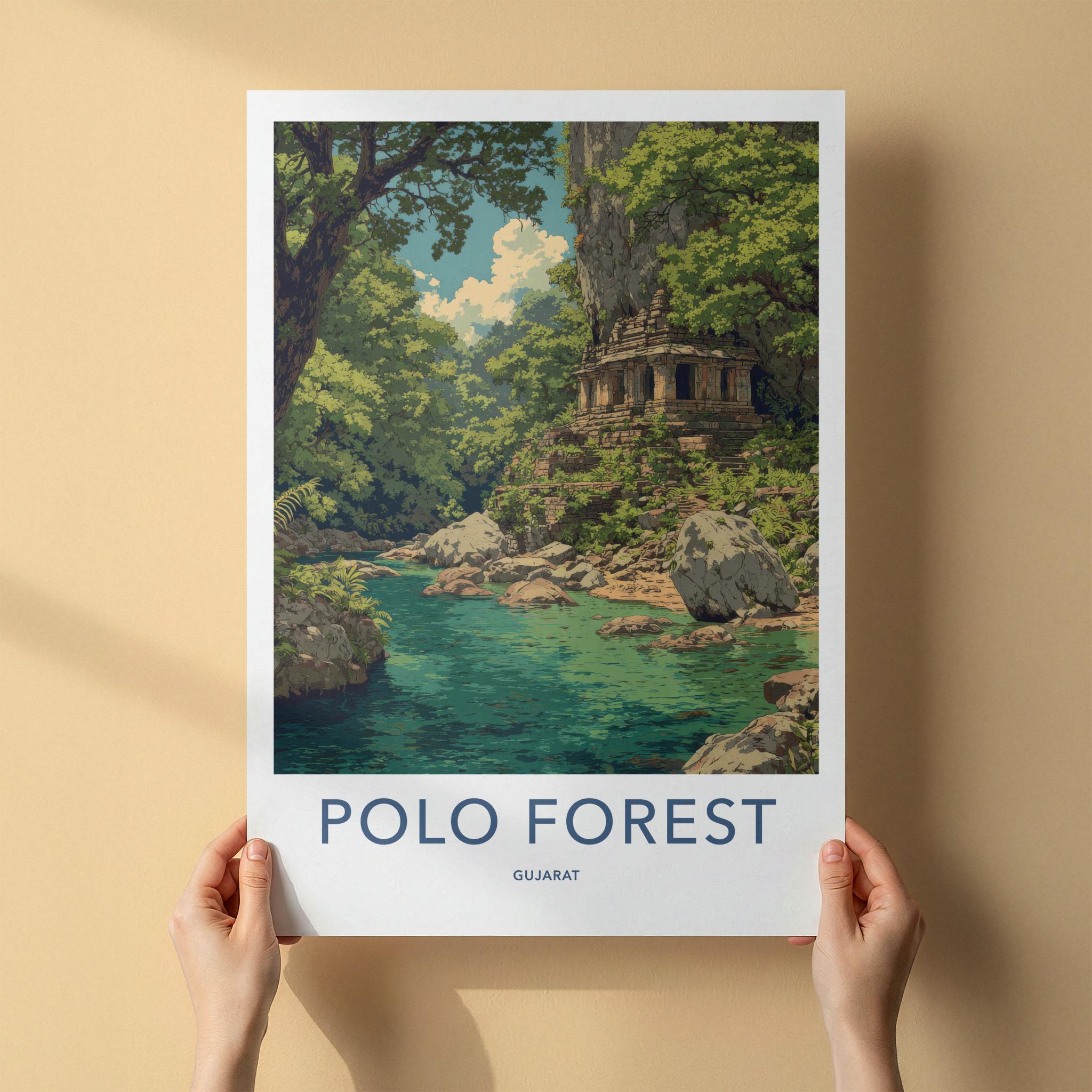 Polo Forest Poster - India Travel Art - Gujarat Forest Temple Home Decor