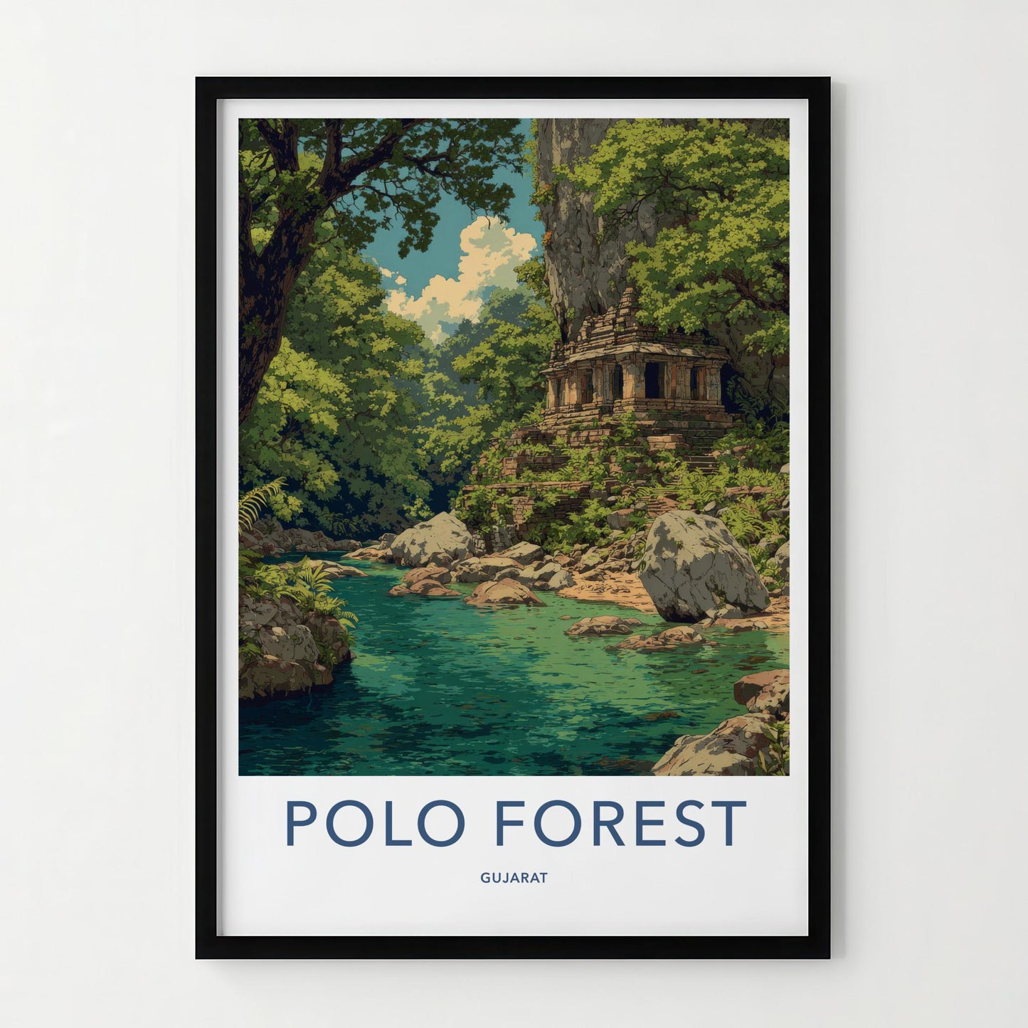 Polo Forest Poster - India Travel Art - Gujarat Forest Temple Home Decor