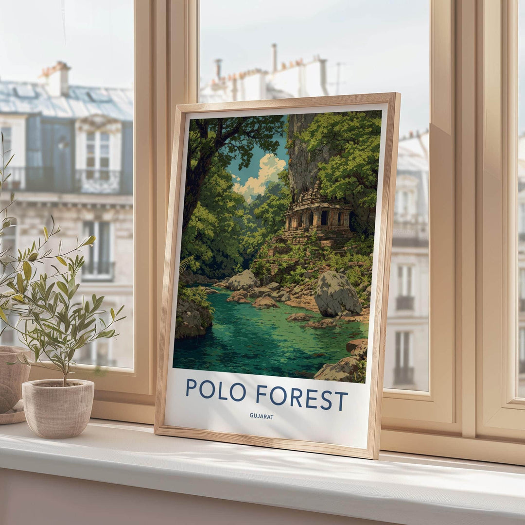 Polo Forest Poster - India Travel Art - Gujarat Forest Temple Home Decor