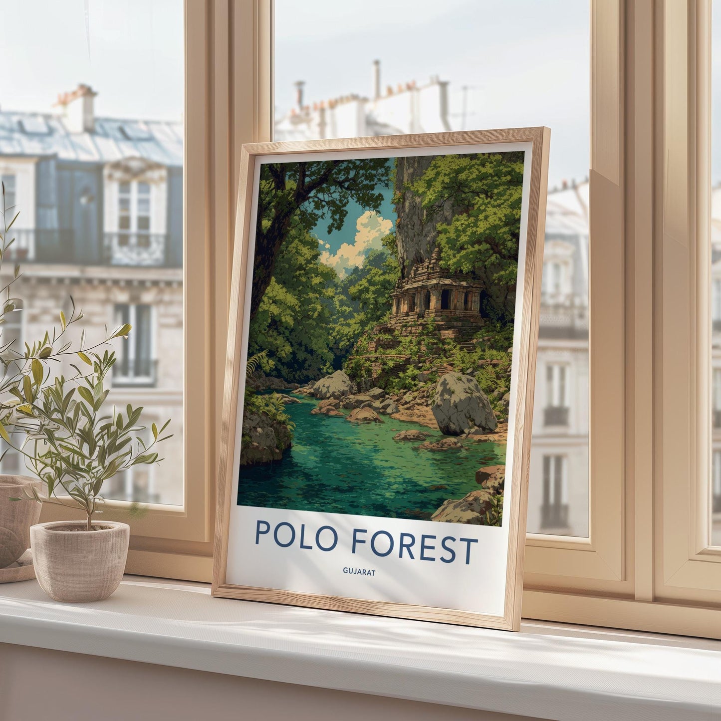 Polo Forest Poster - India Travel Art - Gujarat Forest Temple Home Decor
