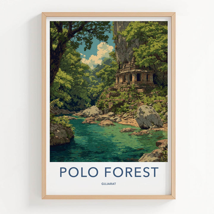 Polo Forest Poster - India Travel Art - Gujarat Forest Temple Home Decor