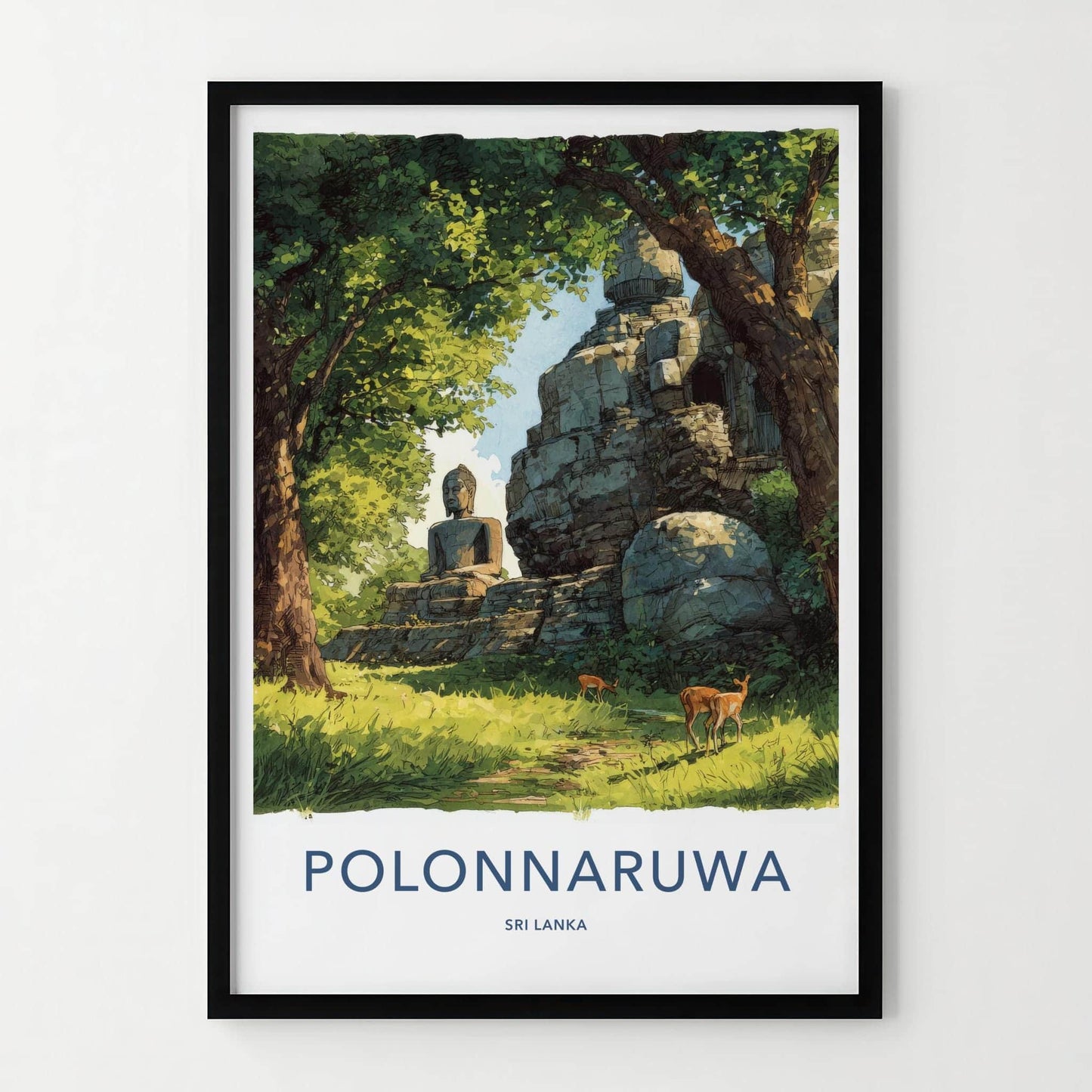 Polonnaruwa Poster - Sri Lanka Travel Art - Ancient Buddha Shrine Wall Decor